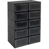 A stack of black shoe boxes with clear fronts. Podgląd zdjęcia produktu