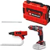 A collection of Einhell power tools and accessories, including a cordless drywall screwdriver, a magazine for screws, a screwdriver bit, and a storage case. Anteprima dell’immagine prodotto