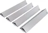 Four V2A stainless steel grill heat shields arranged diagonally on a white background. Produktbild-Vorschau