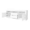 A white TV cabinet with its doors and drawers open, showing the interior storage compartments. Produktbild-Vorschau
