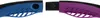Close-up view of two sections of a fitness hoop, one blue and one purple, with black trim. Produktbild-Vorschau