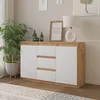 Kommode 120 cm Eiche Wotan / Weiß Matt, 3 Schubladen, 2 Produktbild-Vorschau 4