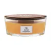A WoodWick candle with a wooden lid. Voir les images du produit