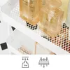 Close-up of a white rolling cart with bottles on the top shelf and containers on the bottom shelf. Icons indicating weight capacity and ventilation are shown below. Náhled obrázku produktu