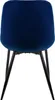 The back view of a dark blue velvet dining chair with black metal legs. Náhľad obrázku produktu