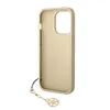 A gold-colored iPhone case with a charm attached, shown from the side against a white background. Náhled obrázku produktu