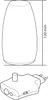 Diagrams showing the dimensions and components of a night light and its plug adapter. Produktbild-Vorschau