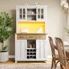 Küchenschrank Hochschrank mit LED-Beleuchtung & Weinregal, Produktbild-Vorschau 9