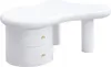 A white, irregularly shaped desk with two drawers and gold heart-shaped handles. Voir les images du produit