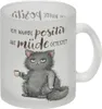 Katze mit Tasse Glas Tasse mit Spruch positiv auf müde Produktbild-Vorschau 1