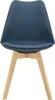 A single blue chair with wooden legs against a white background. Podgląd zdjęcia produktu