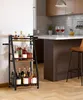 A wine rack filled with bottles of wine and spirits is placed in a kitchen or dining area next to a counter with wine glasses. Produktbild-Vorschau