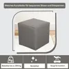 A gray cube-shaped ottoman is shown on a rug in a room. Produktbild-Vorschau