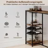 A bar cart with wine bottles, glasses, and decorative items, with icons and text explaining its storage capabilities. Náhľad obrázku produktu