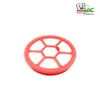 A red circular filter with a hexagonal pattern inside, on a white background. A logo is visible in the top right corner. Produktbild-Vorschau