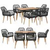 Two views of an outdoor dining set with a table and chairs, presented on a white background. Anteprima dell’immagine prodotto