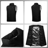 A collage of four images showing a black heated vest from different angles. Náhled obrázku produktu