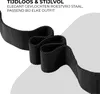 A black mesh watch strap is shown in a curved, folded position against a white and light gray background. Produktbild-Vorschau