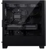 A black computer tower case with a glass side panel, showing internal components. Produktbild-Vorschau