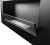 A close-up view of a black wall-mounted bioethanol fireplace with a glass screen. Anteprima dell’immagine prodotto