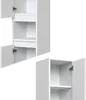 A white cabinet with doors and open shelves. Produktbild-Vorschau