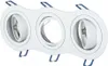 A white triple recessed spotlight fixture with blue spring clips. Podgląd zdjęcia produktu