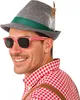 Trachtenhut Grau mit Rot-Weiß karierte Brille für Produktbild-Vorschau 1
