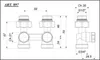Technical drawing with dimensions of a radiator valve set. Produktbild-Vorschau