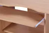A close-up view of a wooden computer desk with a pull-out keyboard tray. Anteprima dell’immagine prodotto