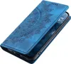 A blue phone case with a mandala design is shown. Produktbild-Vorschau