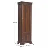 A tall, narrow wooden cabinet with a single door and a decorative top and base. Dimensions are shown with measurement lines and text. Náhľad obrázku produktu