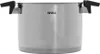 A stainless steel pot with black handles is shown against a white background. Produktbild-Vorschau
