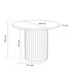 A technical drawing of a round coffee table with dimensions indicated. Voir les images du produit
