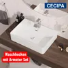 Waschbecken 59x43 cm mit Armatur Set, Keramik Produktbild-Vorschau 1
