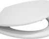A white toilet seat is shown from a diagonal angle, with the lid slightly open. Produktbild-Vorschau