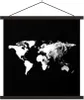 MuchoWow® Textilposter Weltkarte - Löwe - Schwarz und weiß Produktbild-Vorschau 1