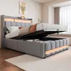 Sweiko Lit rembourré 140*200cm, Tête de lit avec étagères Voir les images du produit 1