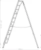 A line drawing of an adjustable garden ladder with dimensions indicated. Voir les images du produit