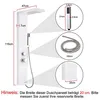 A diagram showing the dimensions of a white shower panel system. Náhľad obrázku produktu