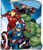 A group of Marvel superheroes are depicted in a dynamic, action-oriented pose against a bright blue, spotlight-like background. Produktbild-Vorschau