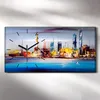 Wanduhr Bürouhr Leinwand Bild 60x30 Malerei Abstrakte Stadt Produktbild-Vorschau 2