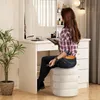 Strickhocker Stoff Hocker Rund Schminktisch Fußhocker Produktbild-Vorschau 7