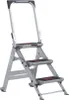 A silver step ladder with three steps and a handle, shown against a white background. Podgląd zdjęcia produktu