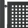 A close-up view of a black metal garden gate hinge attached to a post. Produktbild-Vorschau