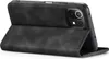 A black flip cover case for a smartphone is shown from a side-angle, with the cover open. Produktbild-Vorschau