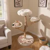 Two cats are playing on a multi-level cat tree in a living room setting. Náhľad obrázku produktu