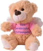 A plush teddy bear with angel wings wearing a pink t-shirt. Produktbild-Vorschau