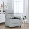 A light gray fabric recliner chair is shown in a room with white curtains and a window in the background. Podgląd zdjęcia produktu
