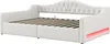 A white upholstered daybed with a tufted headboard and LED lighting on the side. Anteprima dell’immagine prodotto