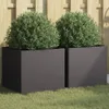 vidaXL Pflanzkübel 2 Stk. Schwarz 42x40x39 cm Stahl Produktbild-Vorschau 2